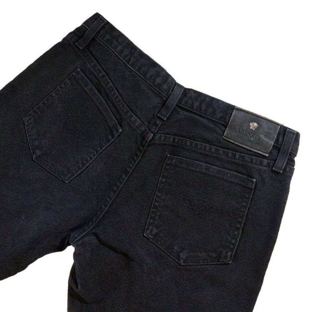 Vintage Versace Black Floral Embroidered Jeans